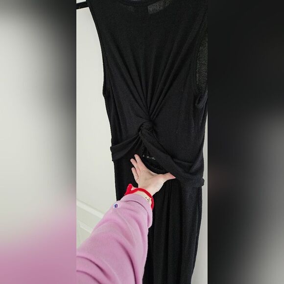 🎁Elegant Black  Knotted Dress In Back - Picture 3 of 5